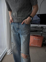 ASCLO Salted Damage Cut Denim Pants (52261)