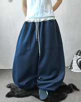 Seazny Contrast Side Pintuck Balloon Pants with Keyring 4color