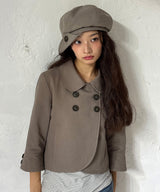 DOUBLE BUTTON COLLAR JACKET - TAUPE GRAY