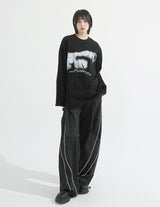 Curve line nylon pants