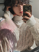 Lenny Cable Crop V-Neck Knit