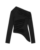 One Shoulder Draped Jersey Top _ BLACK