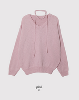 Basic V-neck Loose Knit + Tie Set (5color)