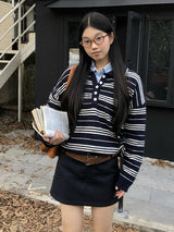 Navy A-line mini skirt