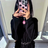 L ドット. (pinkblack) グラスバンパーiPhoneケース