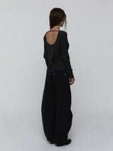 Curved Cotton Pants_Black