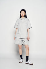 25SS OVERSIZE RIPSTOP SHORT SLEEVE SHIRTS LIGHT GREY