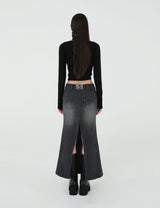 DENIM LONG SKIRT(BLACK)