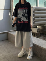one-pocket lettering bermuda pants