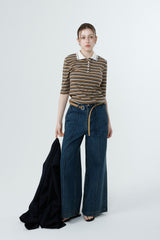 マルチストライプテンセルTシャツ_BROWN