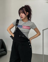 ミゴヴィンテージスター&ストライプクロップ半袖Tシャツ