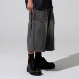 XP282 Square Jacquard Bermuda Denim Pants (DEEP GRAY)