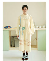 UnsocialNight2025 Autumn Original Two-colour Printed Loose Pullover Long-sleeved Dress Girlish Style