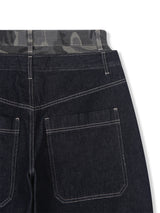 Deep indigo camo sagging denim pants