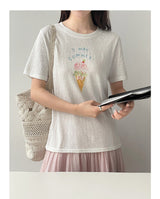 アイスクリームグラフィックライトウェイトサマーTシャツ