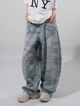 (UNISEX) カモワイドデニムパンツ