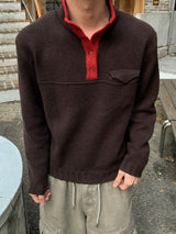 Chil Pocket Half-Neck Button Knit