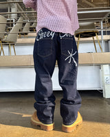 Handle Over Embroidered Denim Pants