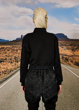  Pique collar cropped sweatshirts Black