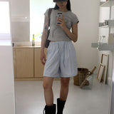 Aka Frill Ribbon Crop Short-Sleeved T-Shirt