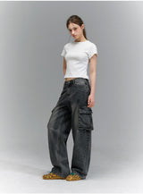 BTB : BLANK POCKET CARGO JEANS [BLACK CORE]