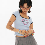 NAIL Back cut-out crop T-shirt  [2Color]