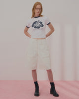 アロハフラワーリンガークロップTシャツ-WHITE
