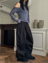 Vintz three-pin tuck balloon wide cotton pants