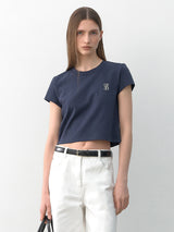 (Z-T-6804)エッセンシャルシンボルセミクロップTシャツ