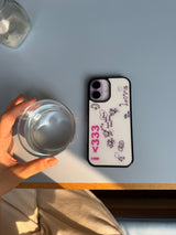 i <333 love glass silver bumper phone case (white)