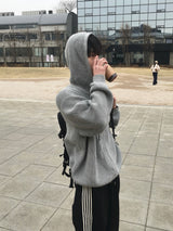 Meliou Crop Knit Hooded Zip-Up 3C