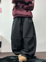 TWO PINTUCK RIVET BELT BALLOON LONG PANTS 🤎🖤💙3COLOR