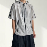 Larb Zipper String Track Short Sleeve Hoodie Zip-up (5 colors)