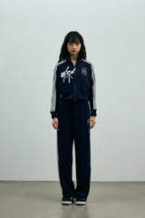 RIBBON JERSEY TRACK PANTS / NAVY