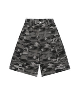 Destroyed Camo Cargo Bermuda Pants - GRAY CAMO