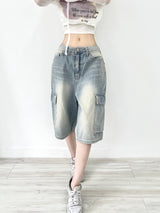 1321. Bermuda demin cargo washing pt (2color)