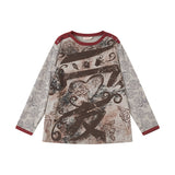 ニットプリント長袖Tシャツ