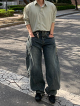 Sunny Balloon Pocket Denim Banding Pants