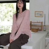 Daen alpaca wool punching frill strap knitwear