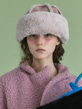 FUR TOQUE HAT IN SUEDE PINK