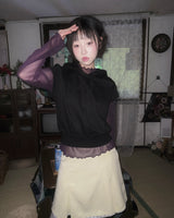 (2color) Lace Slit Mini Skirt