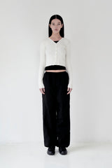 KIRSH PLAIN INCISION WOVEN PANTS [BLACK]