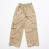 Washing Cotton Cargo Banding Pants Vintage Beige