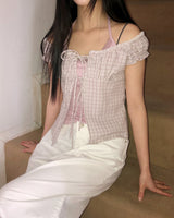 Mumon Check Sleeveless Blouse