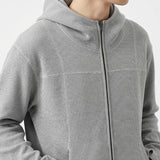 Waffle Crop Fingerhole Zip-up Hoodie Gray