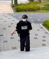 イリューネスレタリングオーバーサイズスプリットショートスリーブTシャツ