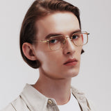 Knouun Square titanium glasses CODE. 102. D Gold
