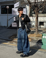 Round denim pants