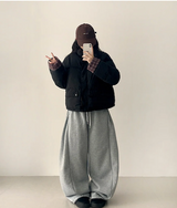 Daring checkered lining point short padded coat