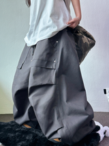 FRONT TWO RIVET POCKET BALLOON PARACHUTE COTTON BIG PANTS 💚🩶🖤🤎 - 4 COLORS